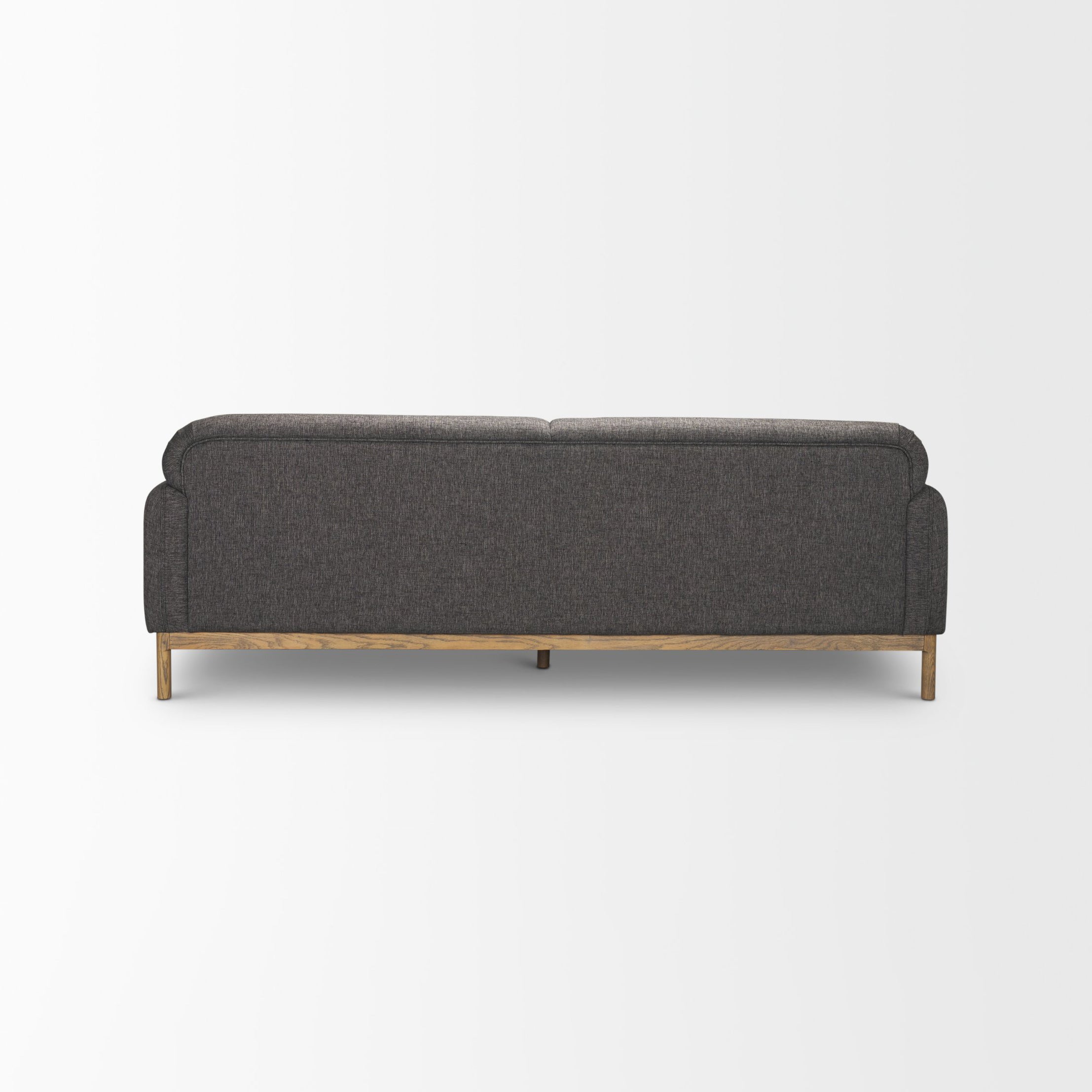 Hale Sofa with Medium Brown Wood and Gray Fabric on a white background