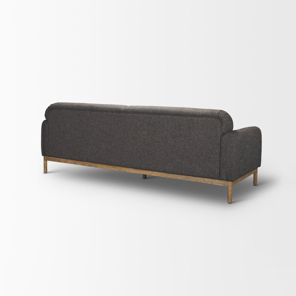 Hale Sofa with Medium Brown Wood and Gray Fabric on a white background