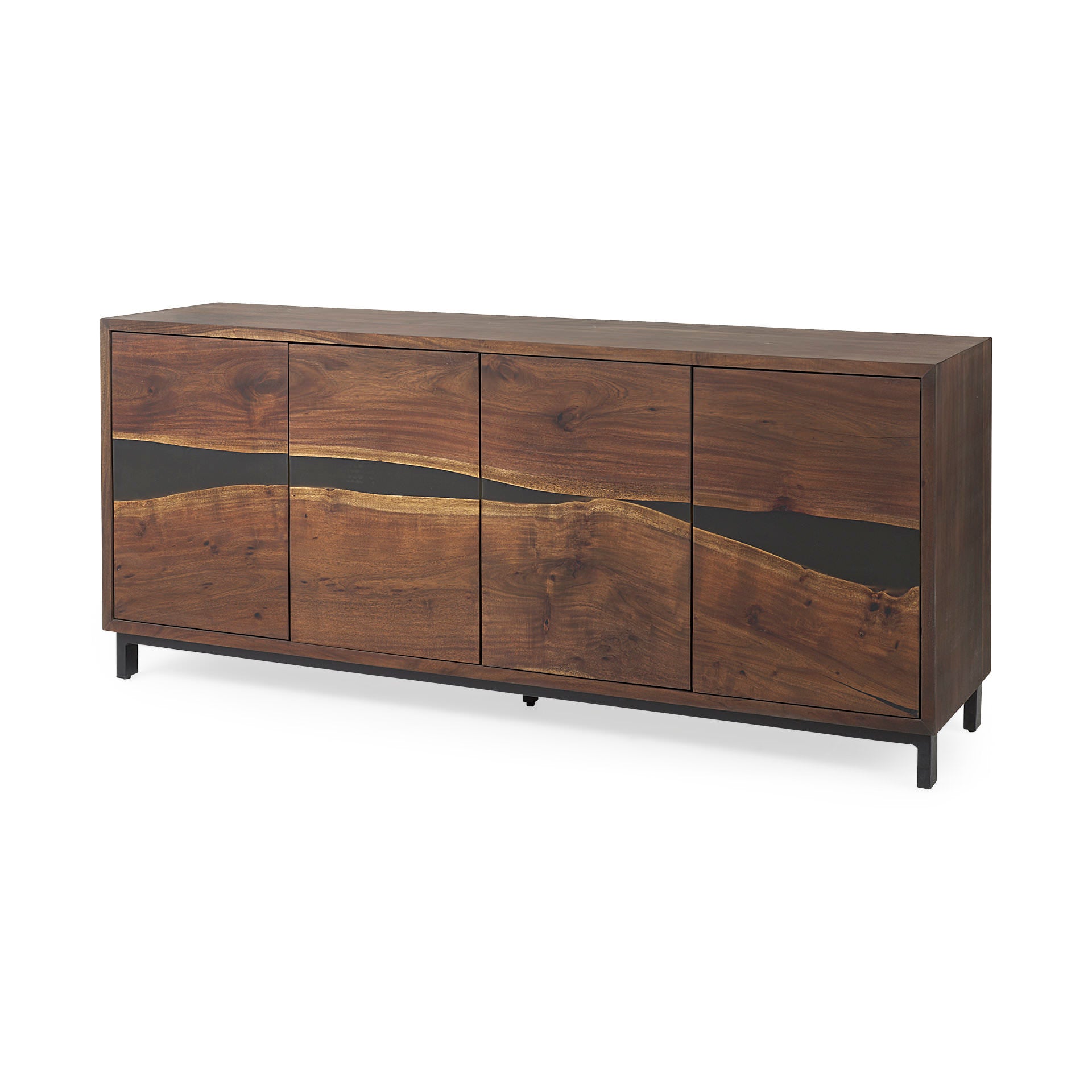 Hemlock Brown Wood Sideboard on a white background