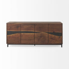 Mercana Hemlock Brown Wood Sideboard with black resin inlay on a white background