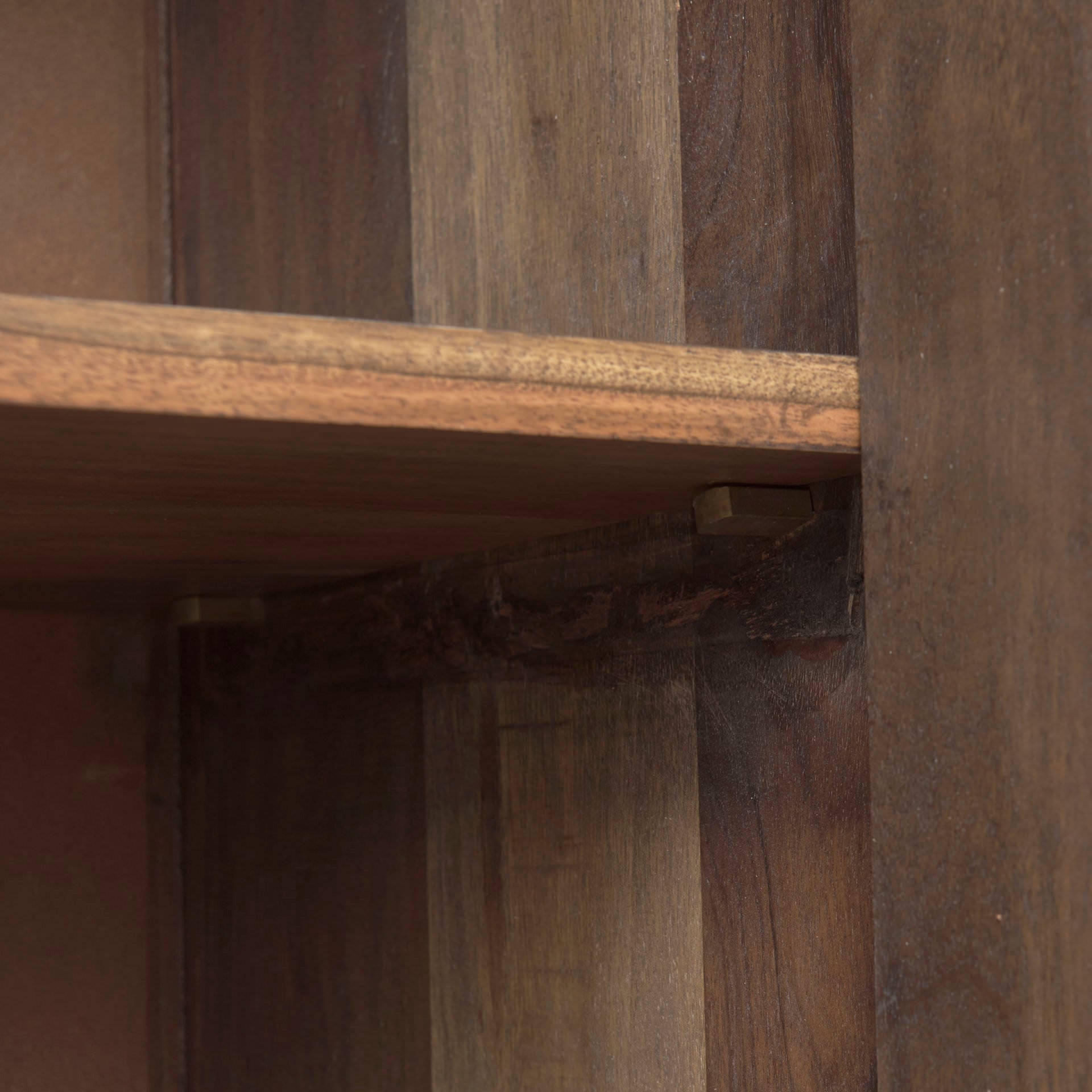 Close up of Hemlock Brown Wood Sideboard 