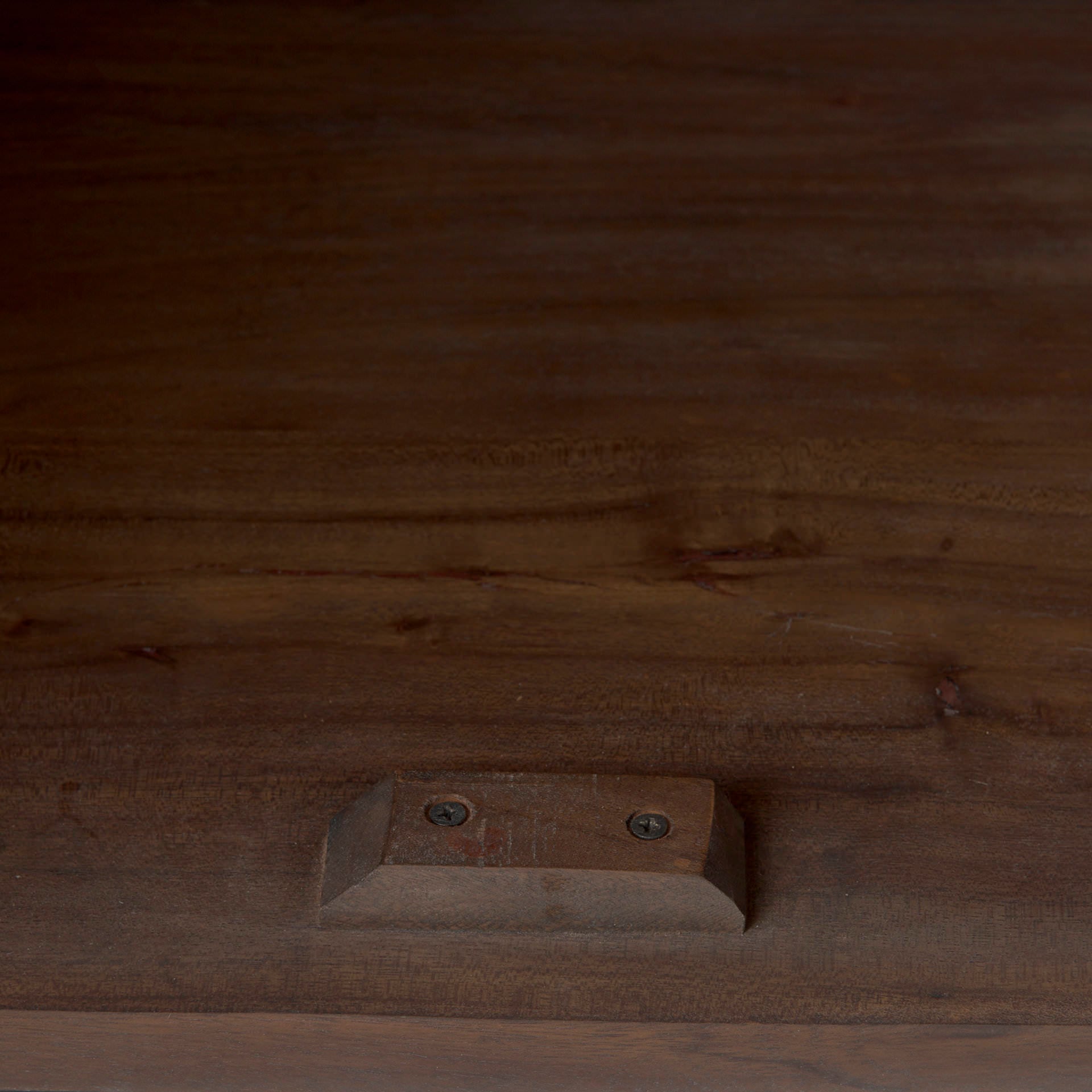 Close up of Hemlock Brown Wood Sideboard 