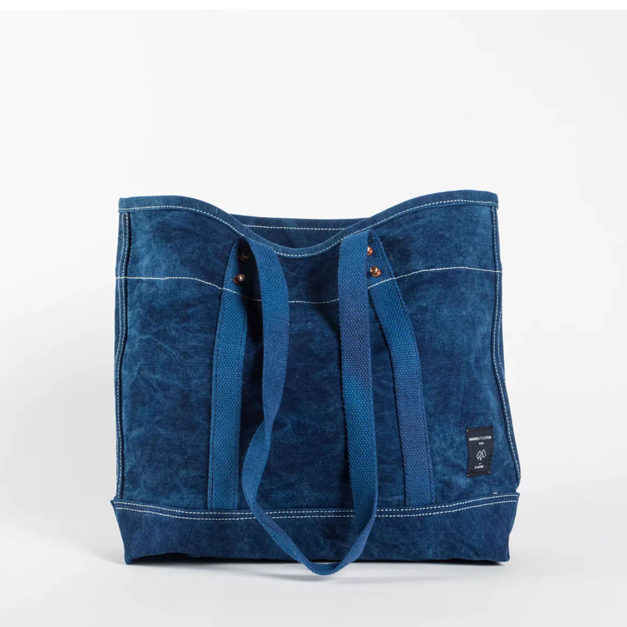 Immodest Cotton Small East-West Tote in Dark Indigo - Addison West 