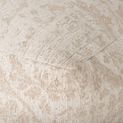 Close up of Khloe Large Cream square  jacquard cotton woven chenille Pouf