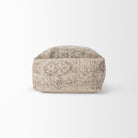 Khloe large square Taupe jacquard cotton woven chenille Pouf in taupe on a white background