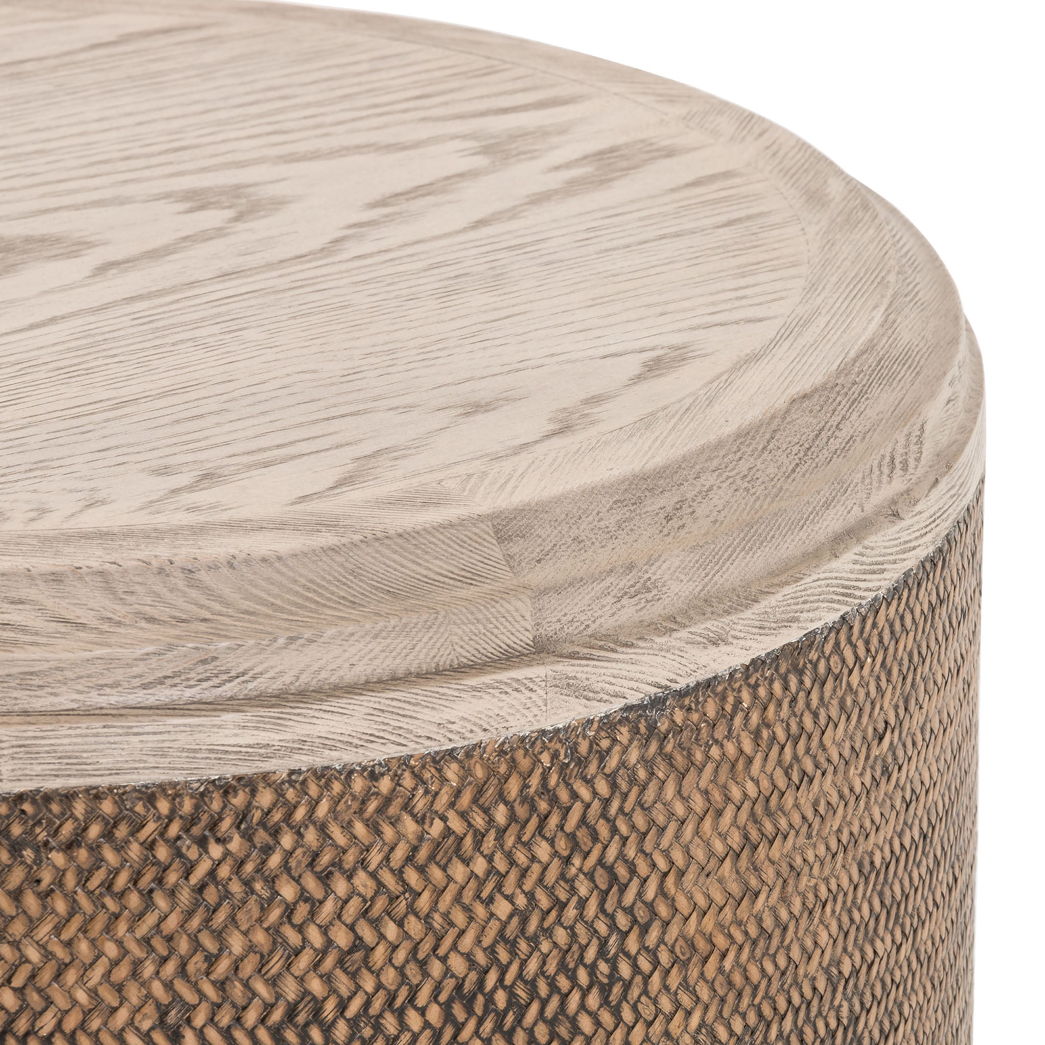 Four Hands Kiara End Table in Weathered Blonde on a white background