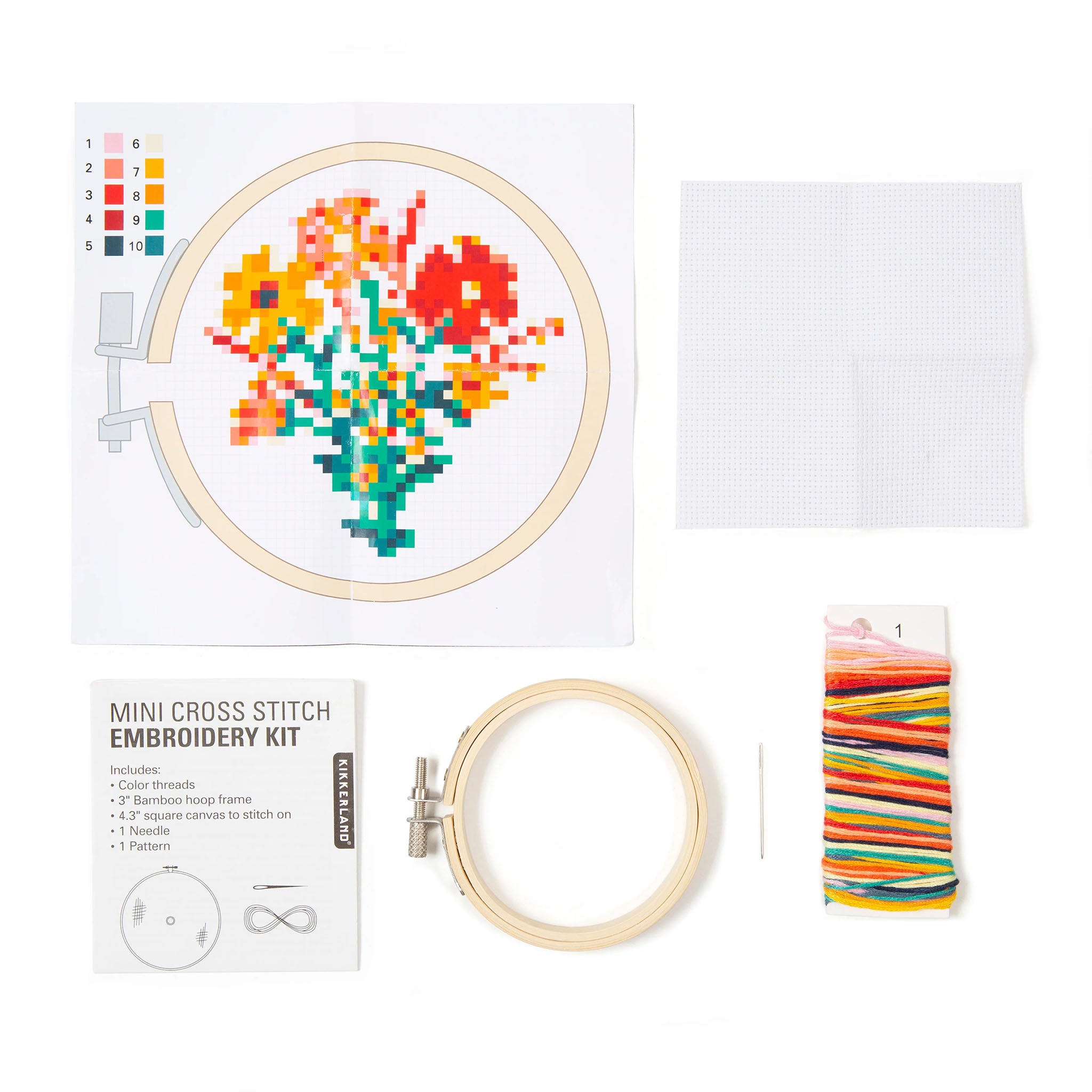 Kikkerland Flowers Cross Stitch Kit - Addison West 