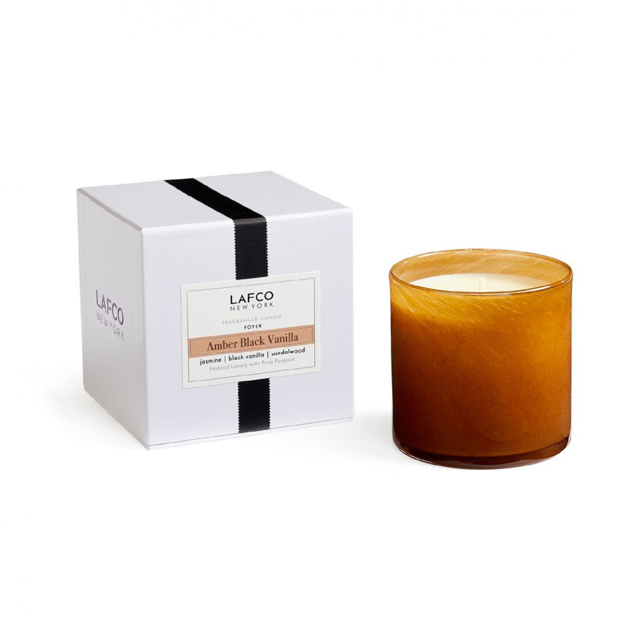 Lafco Amber Black Vanilla Signature Candle on a white background