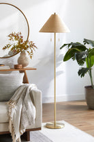 Surya Lacona Floor Lamp in a neutral living room