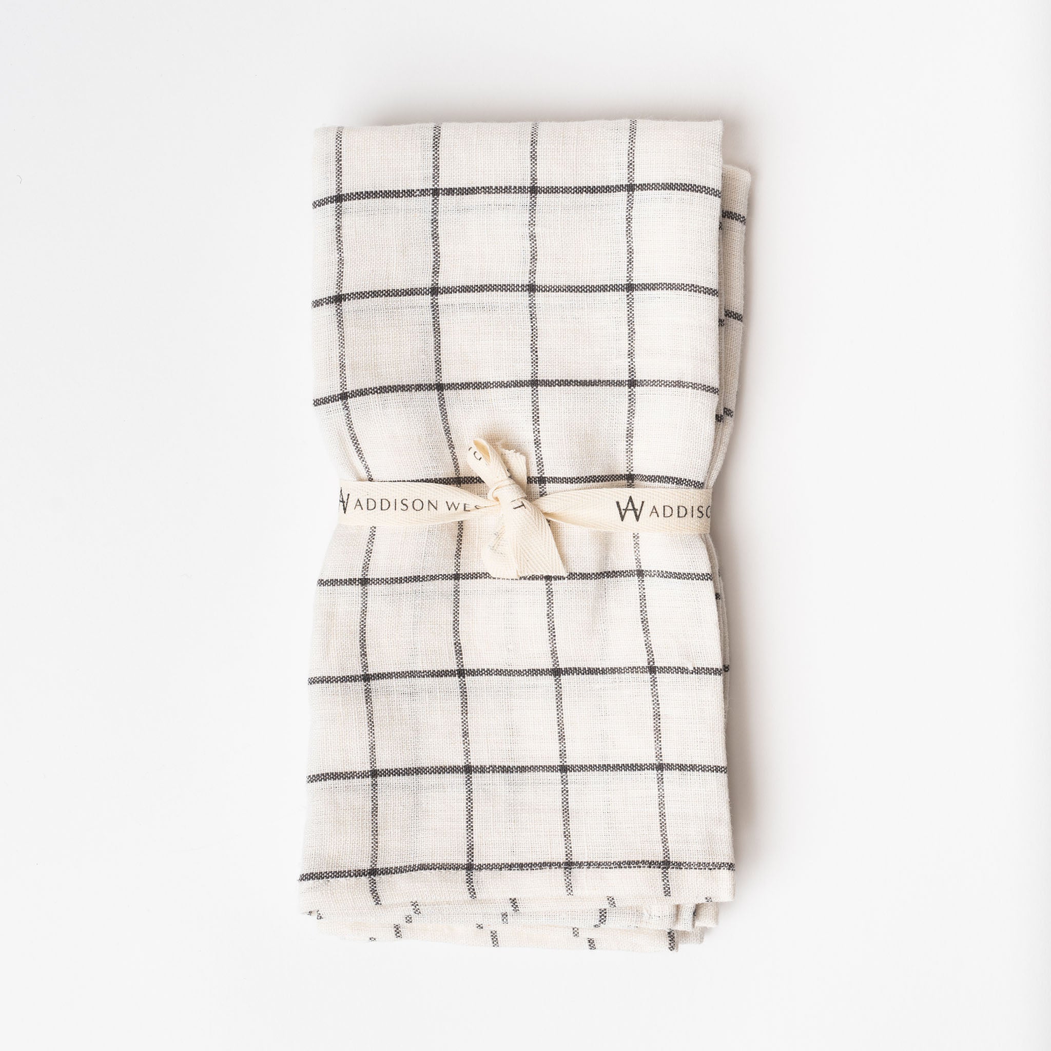 Linen Napkin Set - Charcoal Grid - Addison West 