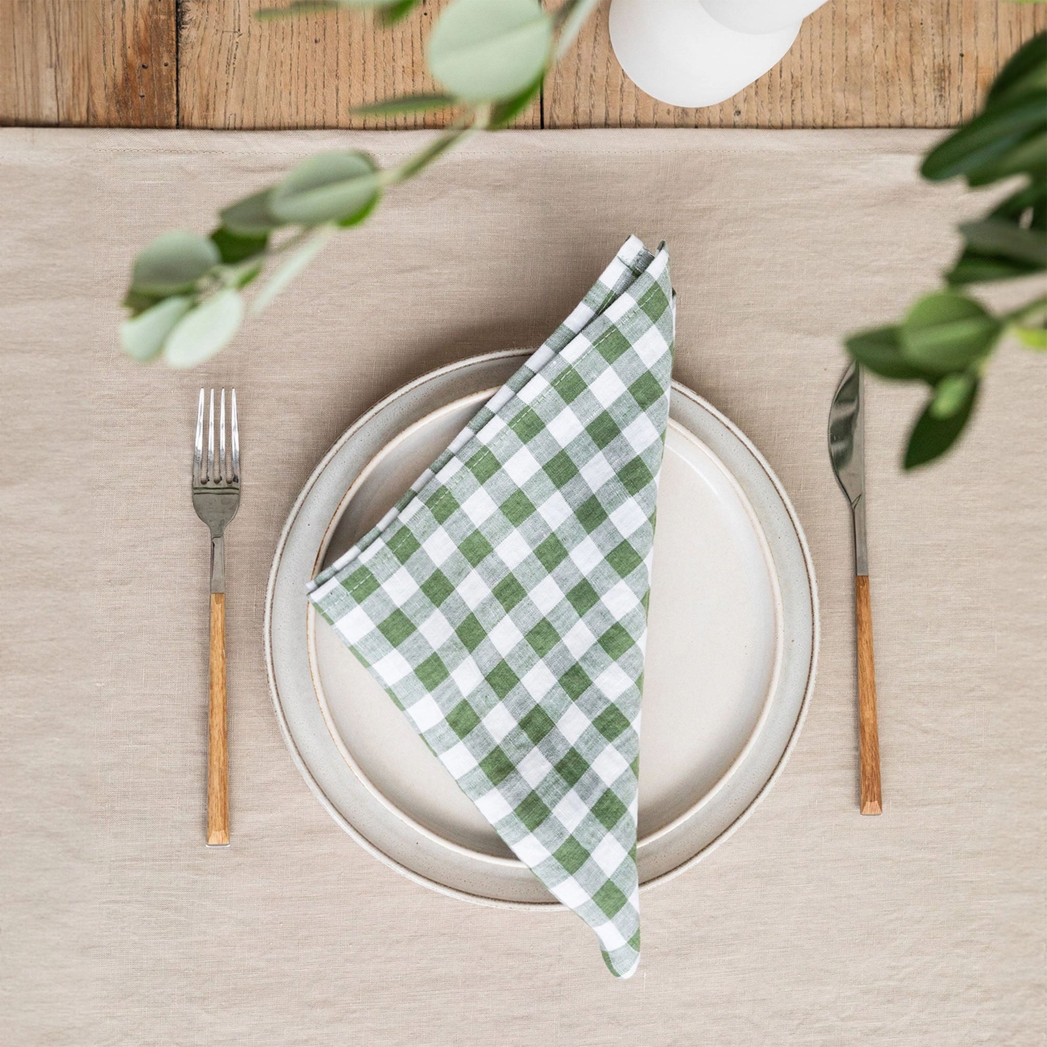 Linen Napkin Set - Forest Green Gingham - Addison West 