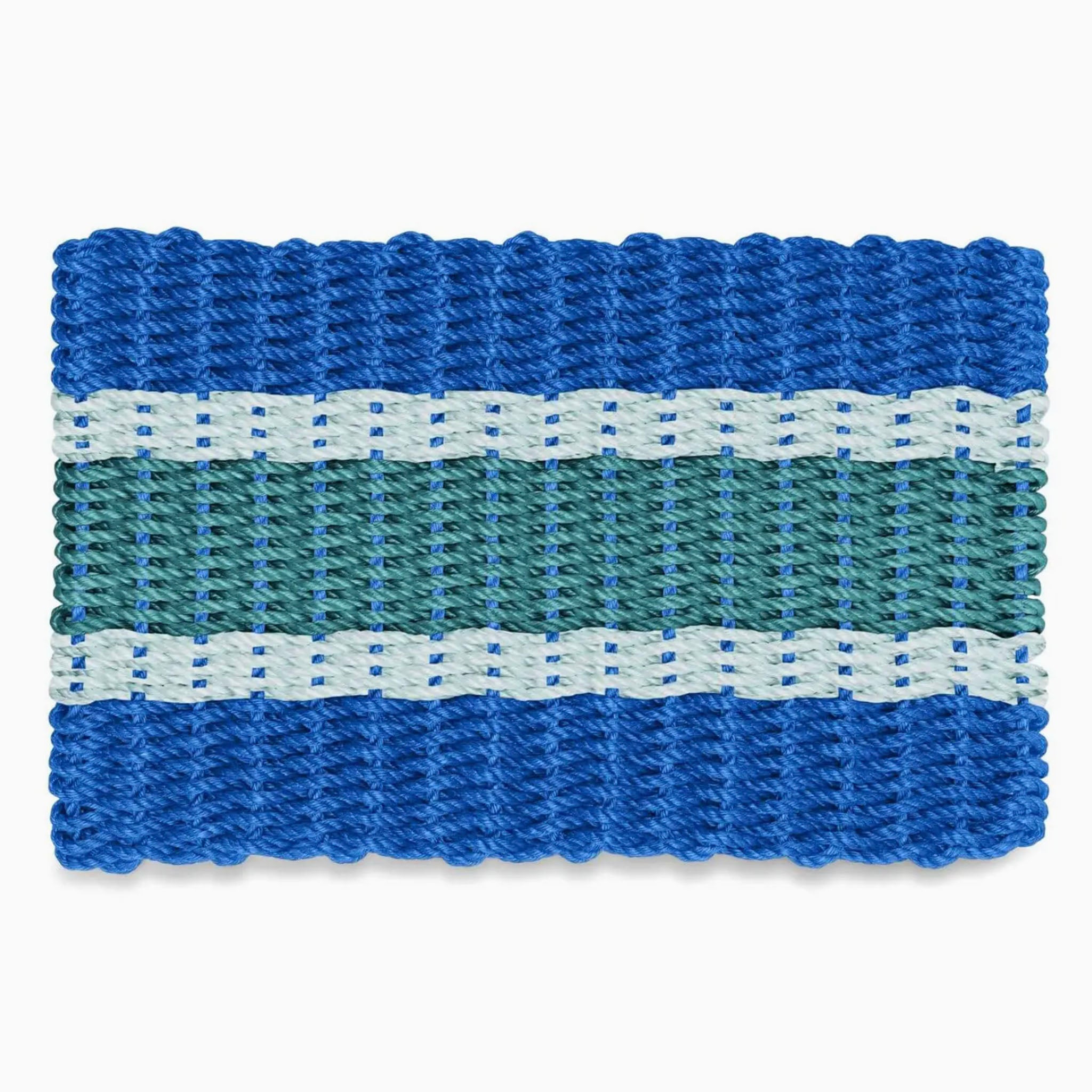 Lobster Rope Outdoor Doormat in Blue + Seafoam + Dark Green - Addison West 