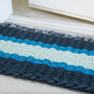 Lobster Rope Outdoor Doormat in Navy + Light Blue + Seafoam - Addison West 