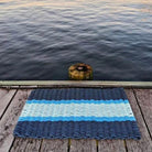 Lobster Rope Outdoor Doormat in Navy + Light Blue + Seafoam - Addison West 