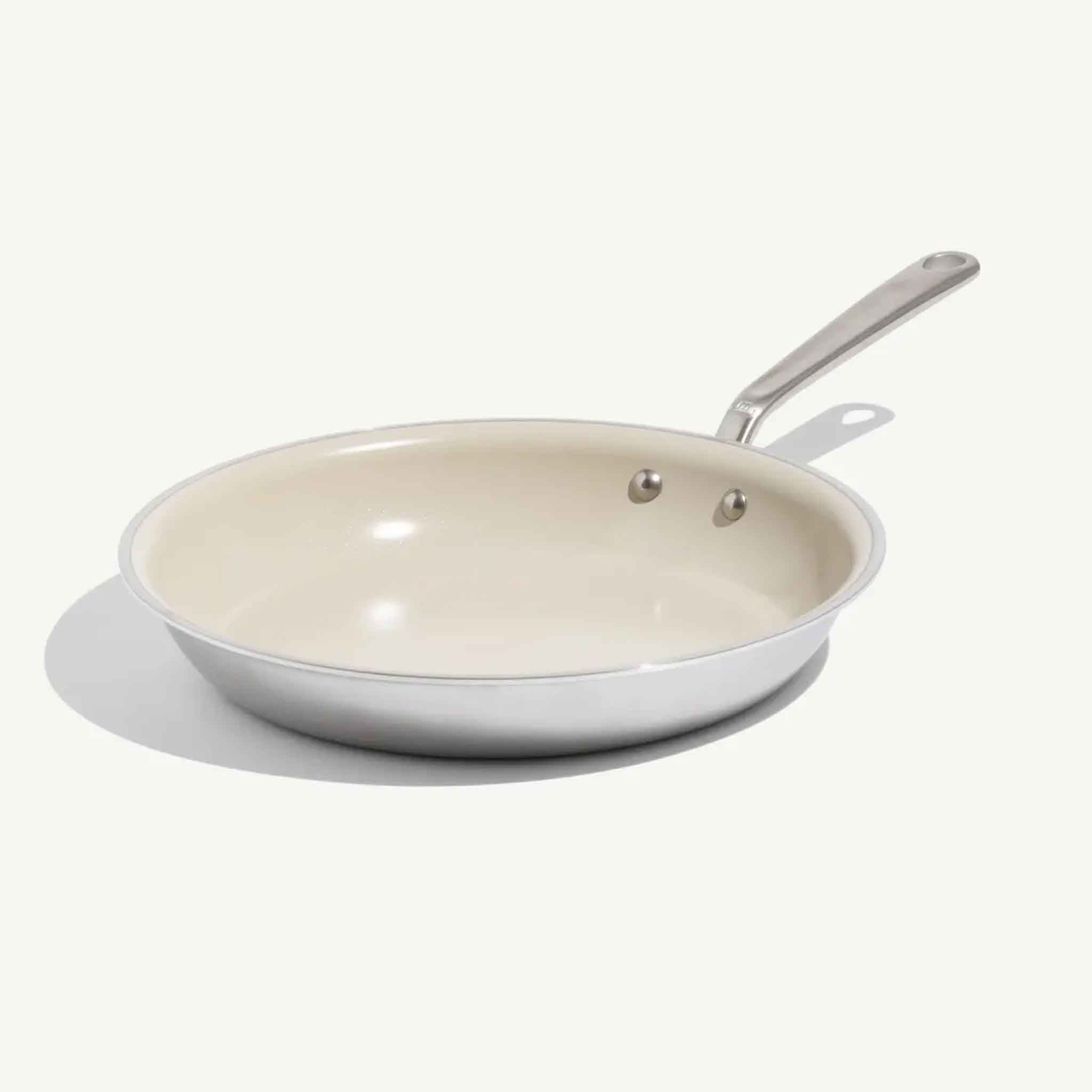 Made In CeramiClad™ 12” Non-stick Fry Pan on a beige background at Addison West