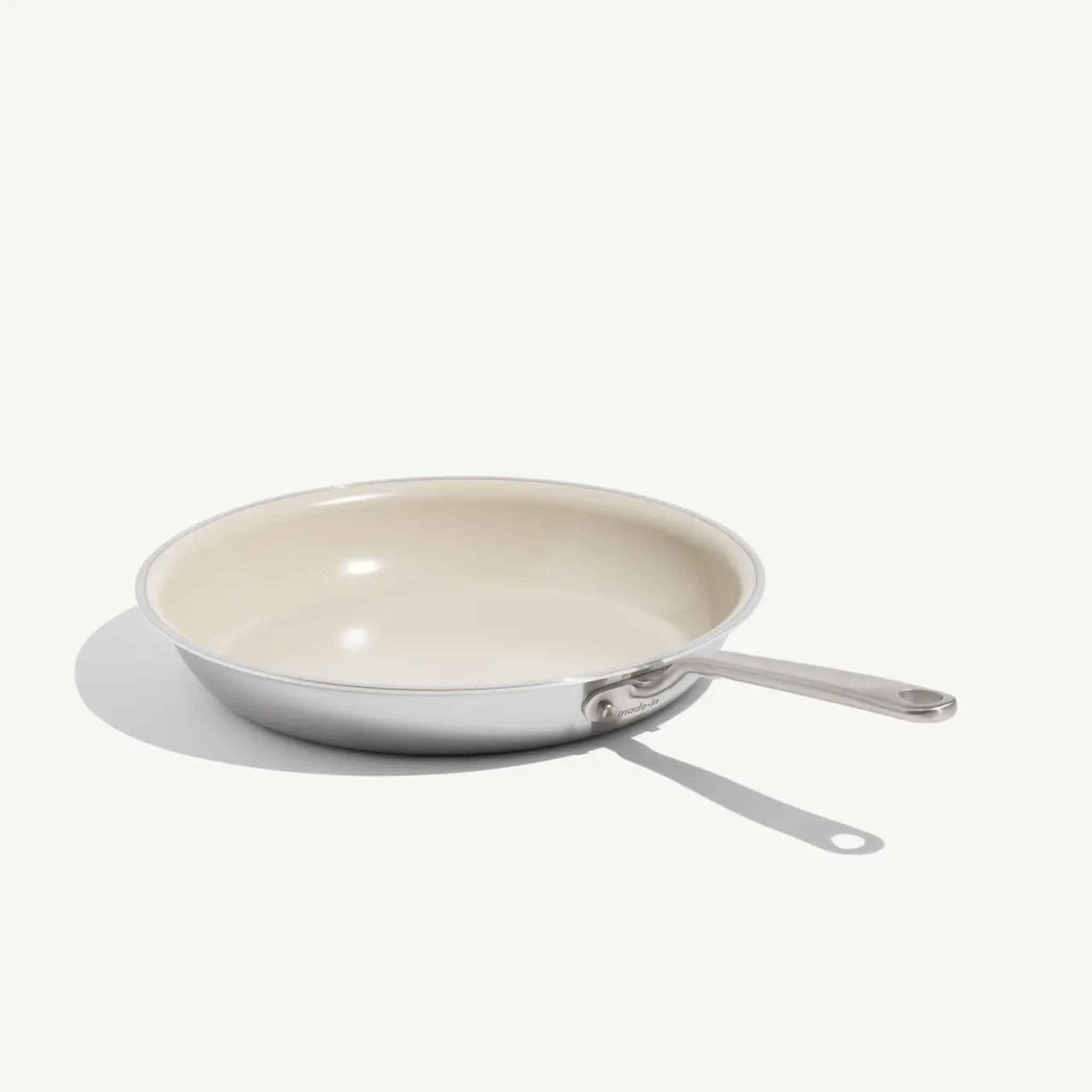 Made In CeramiClad™ 12” Non-stick Fry Pan on a beige background at Addison West