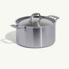 Made In Stainless Clad 8 qt. Stock Pot with Lid on a beige background at Addison West