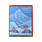 Making Spirits Bright ski mountain snow scene Greeting Cards Boxed Set of 6 on a white background