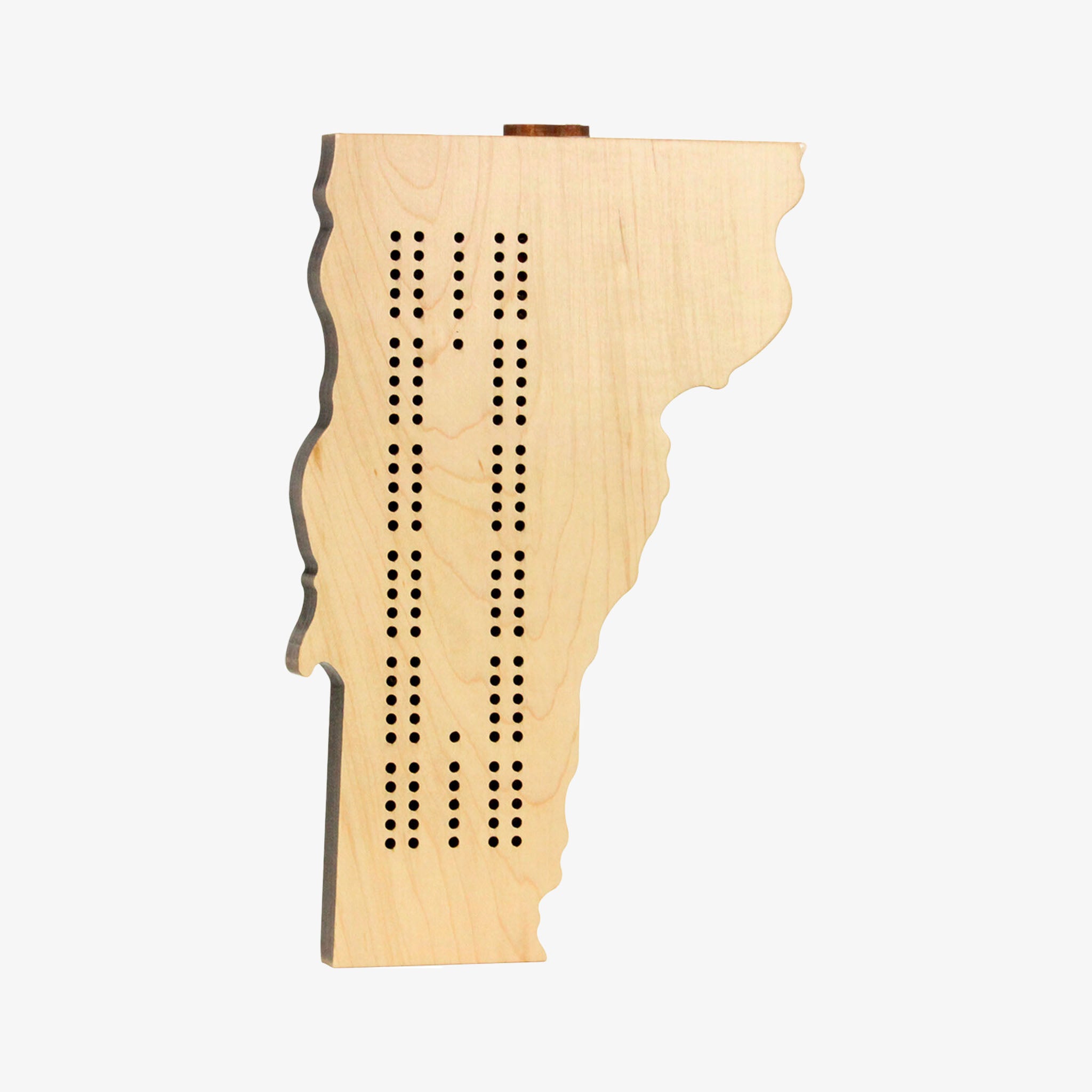 Maple Landmark Vermont Cribbage Board on a white background