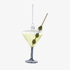 Cody Foster martini ornament with three olives on a white background