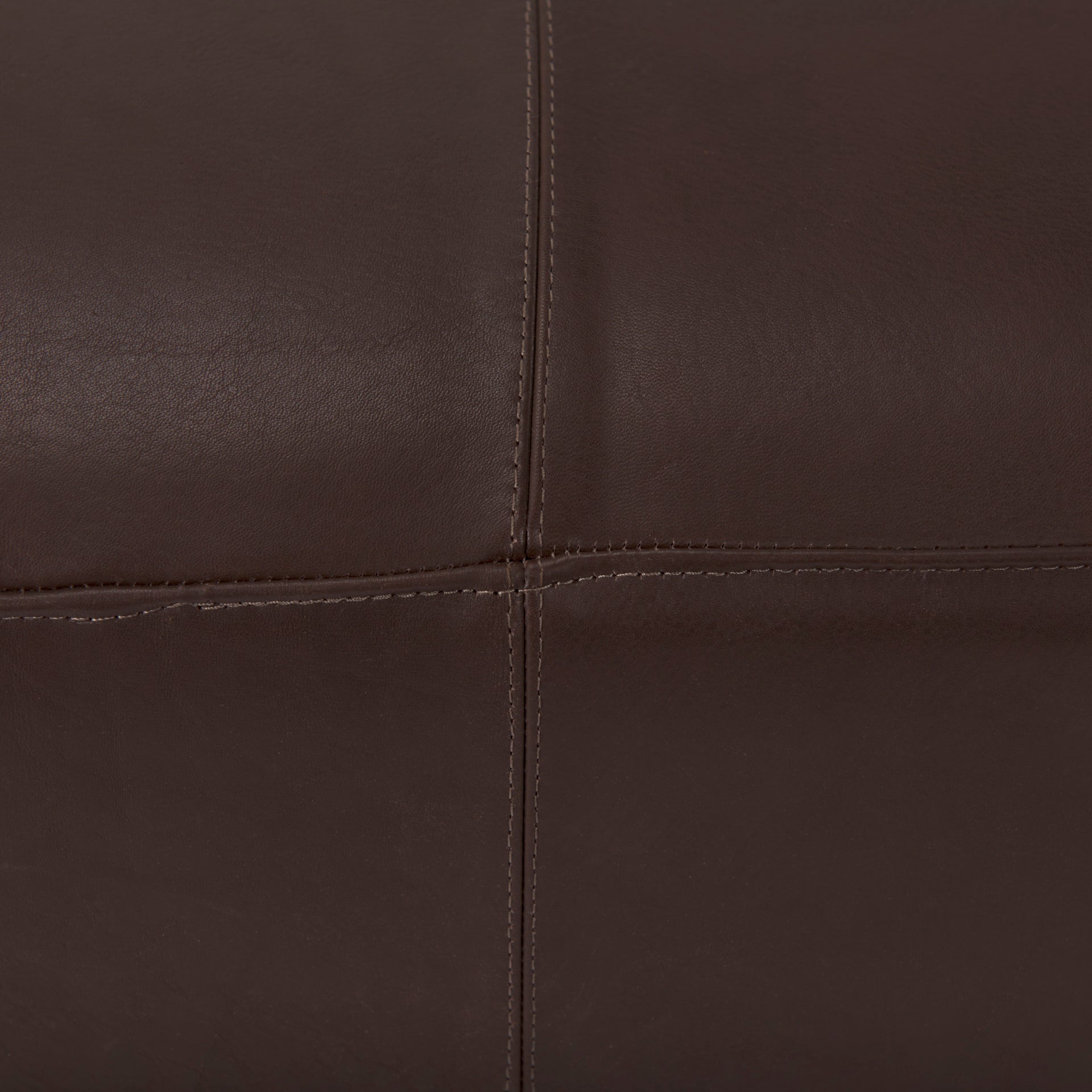 Close up of Minara 36L Square Dark Brown Leather Wrapped Ottoman 