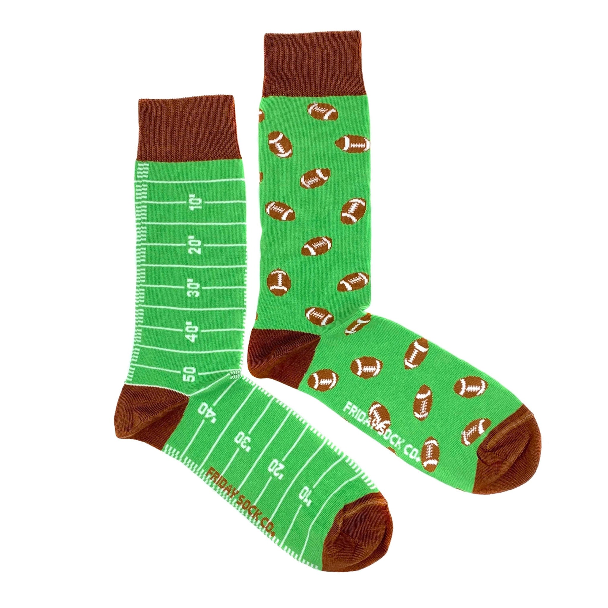 Mismatched Men's Socks - Football Game Day on a white background