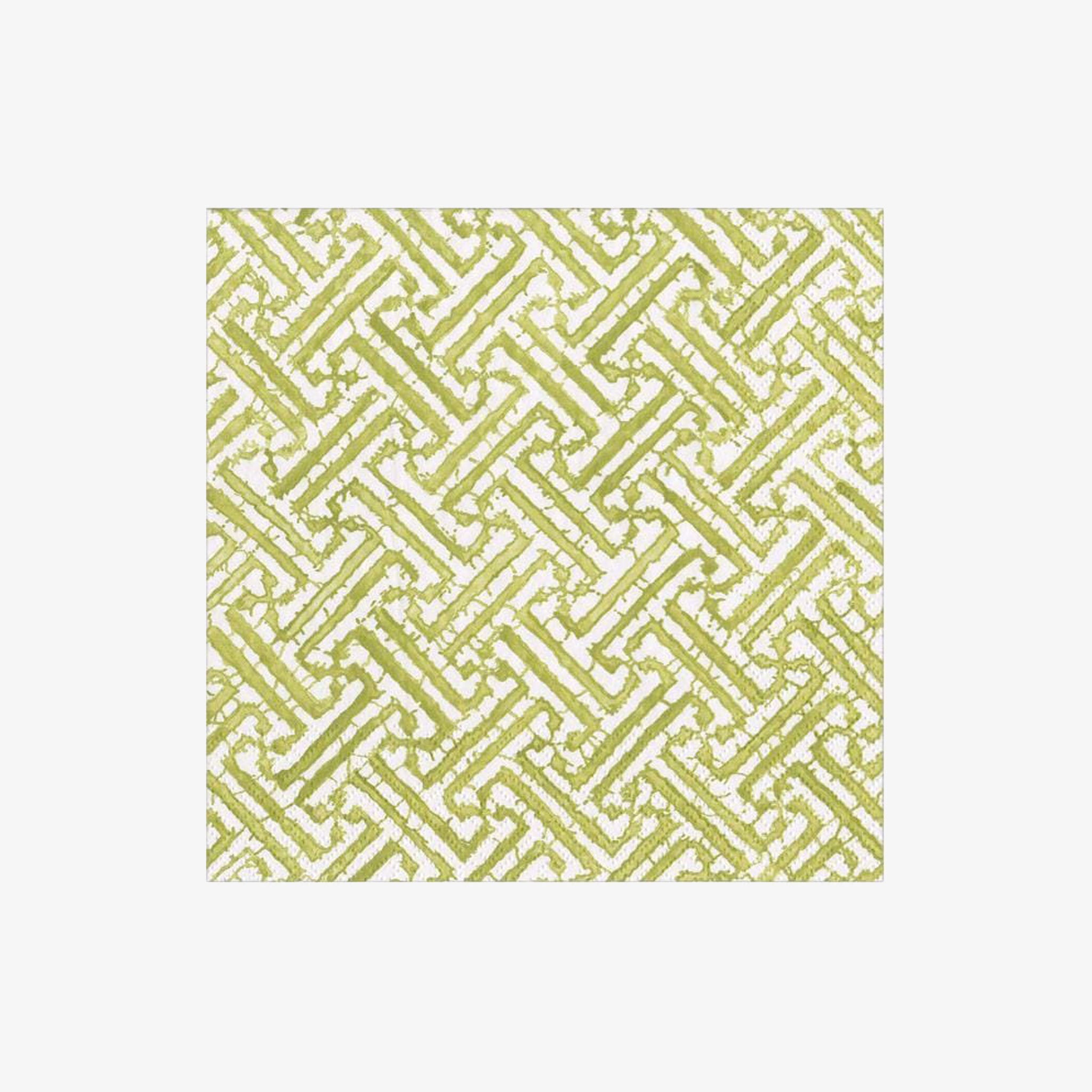 Caspari Moss Fretwork Cocktail Napkins on a white background