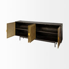 Newsome II 79Lx16Wx33H Black and Gold Metal 4 Cabinet Door Sideboard on a white background