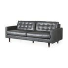 Olaf Grey Leather Sofa on a white background on a white background