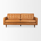 Mercana brand Olaf Tan Leather Sofa on a white background