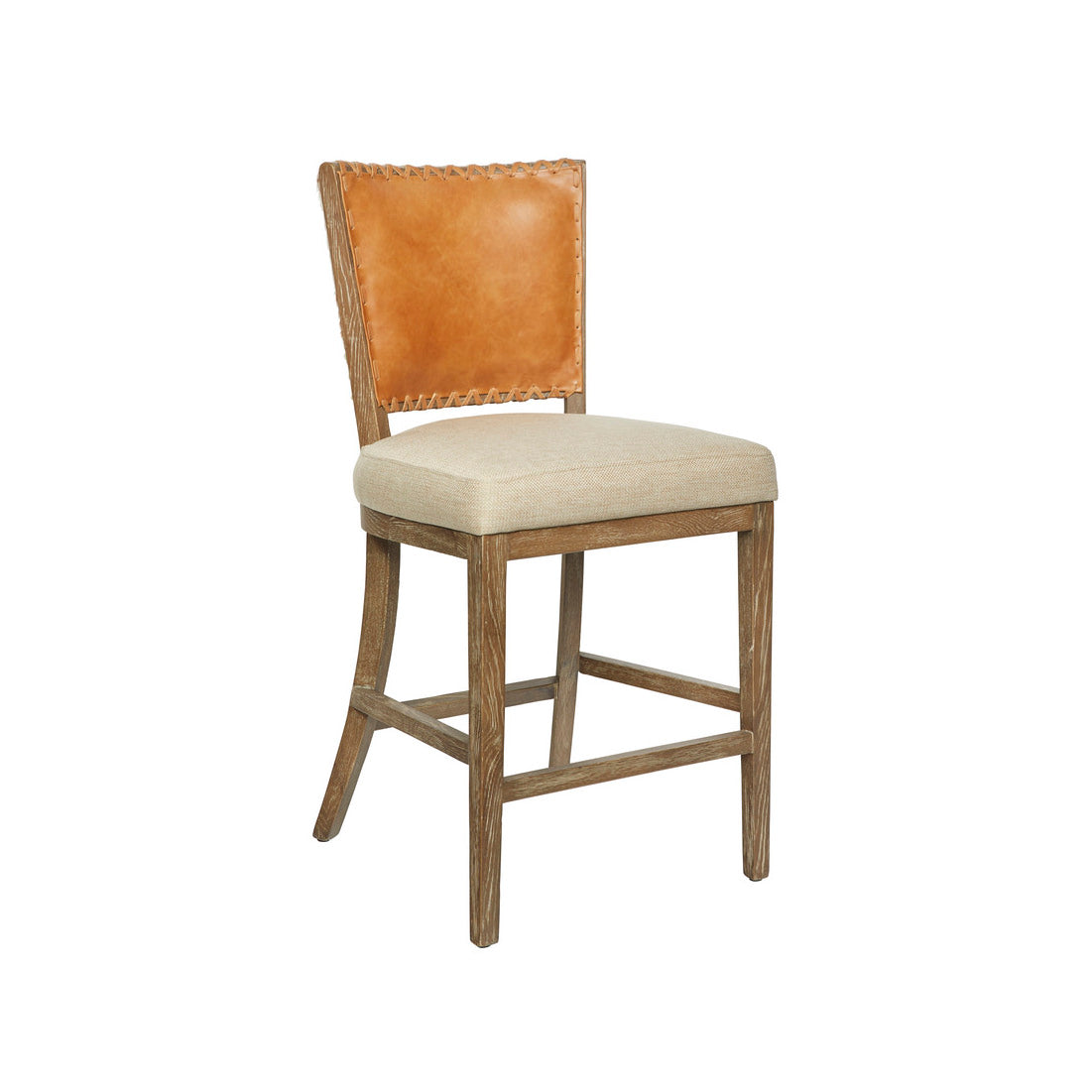 Furniture classics range counter stool with leather and hair on hide back on a white background