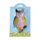 Ann Clarke Owl Cookie Cutter with Blue and green Recipe Card on a white background