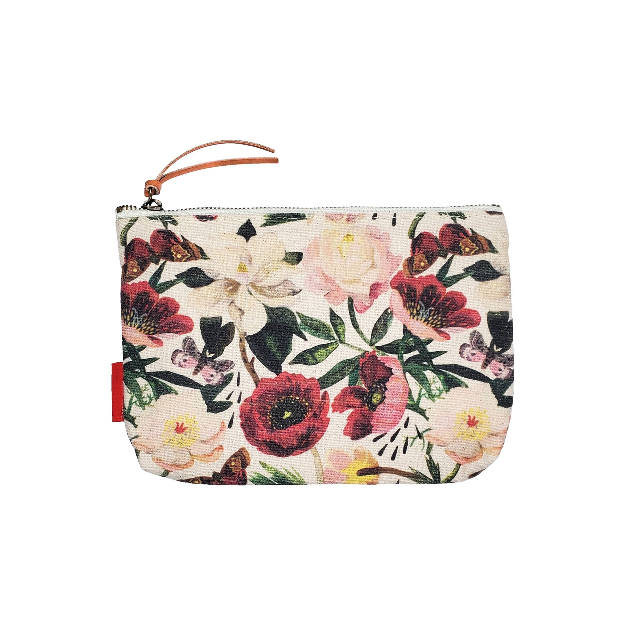 Peonies Zippered Catch All Pouch on a white background