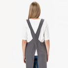 Cross-Back Linen Apron in Charcoal Grey - Addison West 