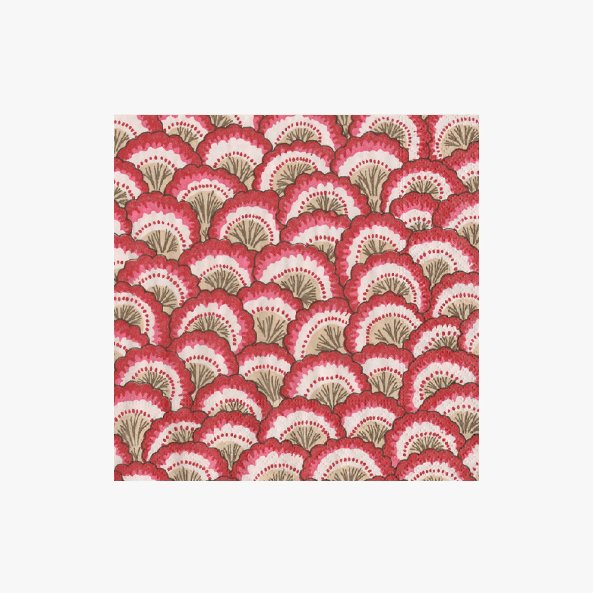 Caspari Pontchartrain Scallop Red Napkin on a white background