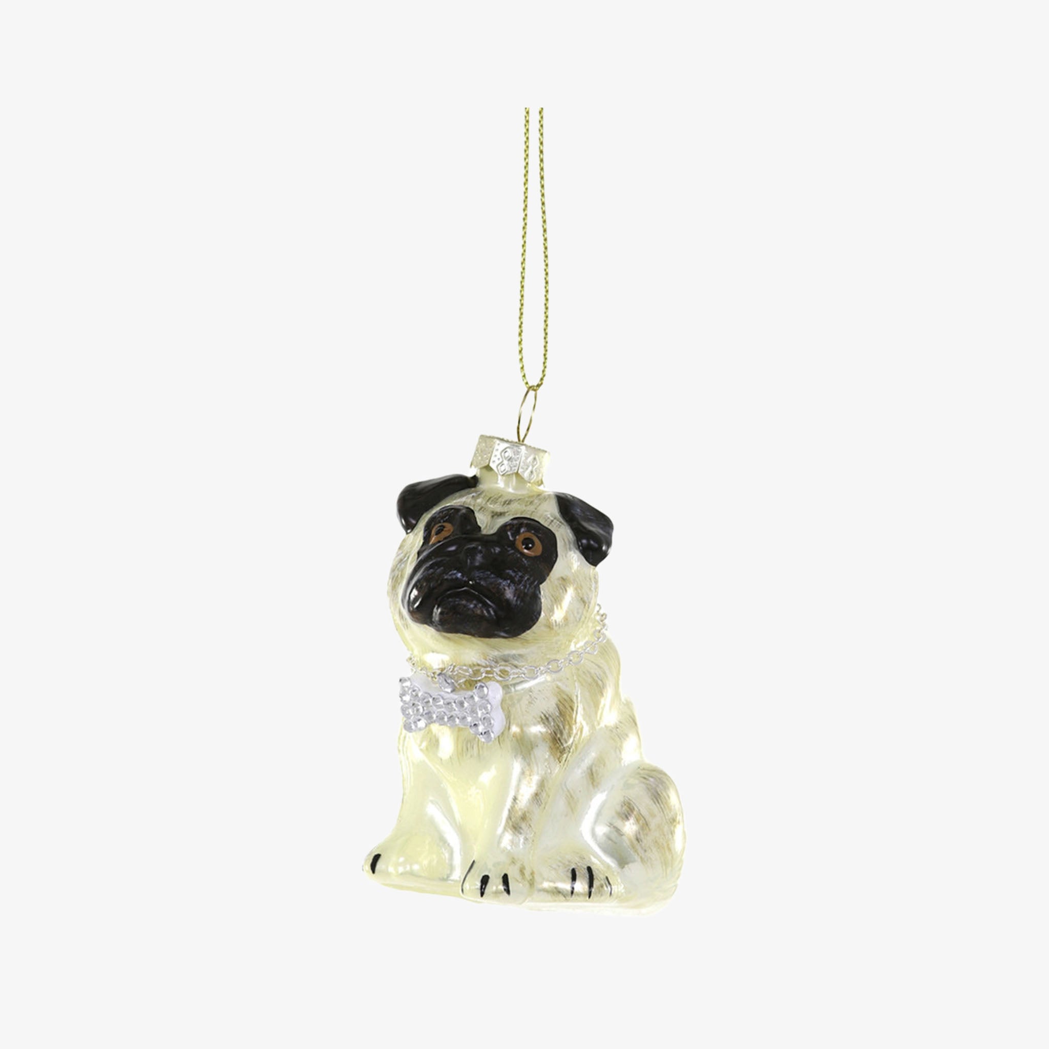 Cody foster pug dog ornament on a white background