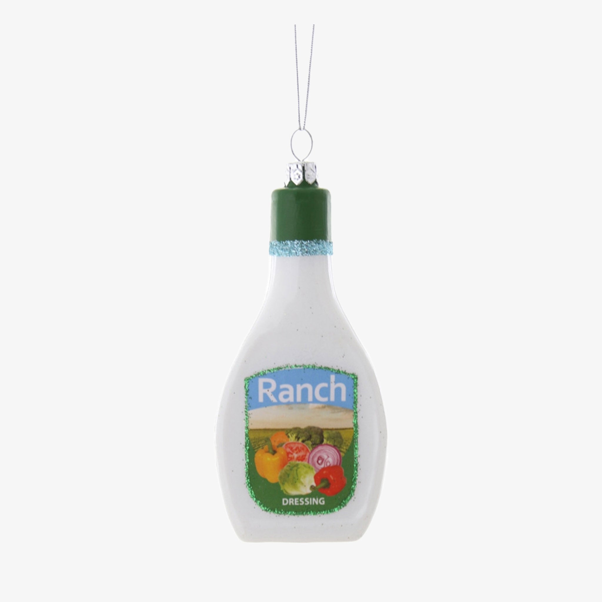 Ranch dressing holiday ornament by Cody Foster brand on a white background