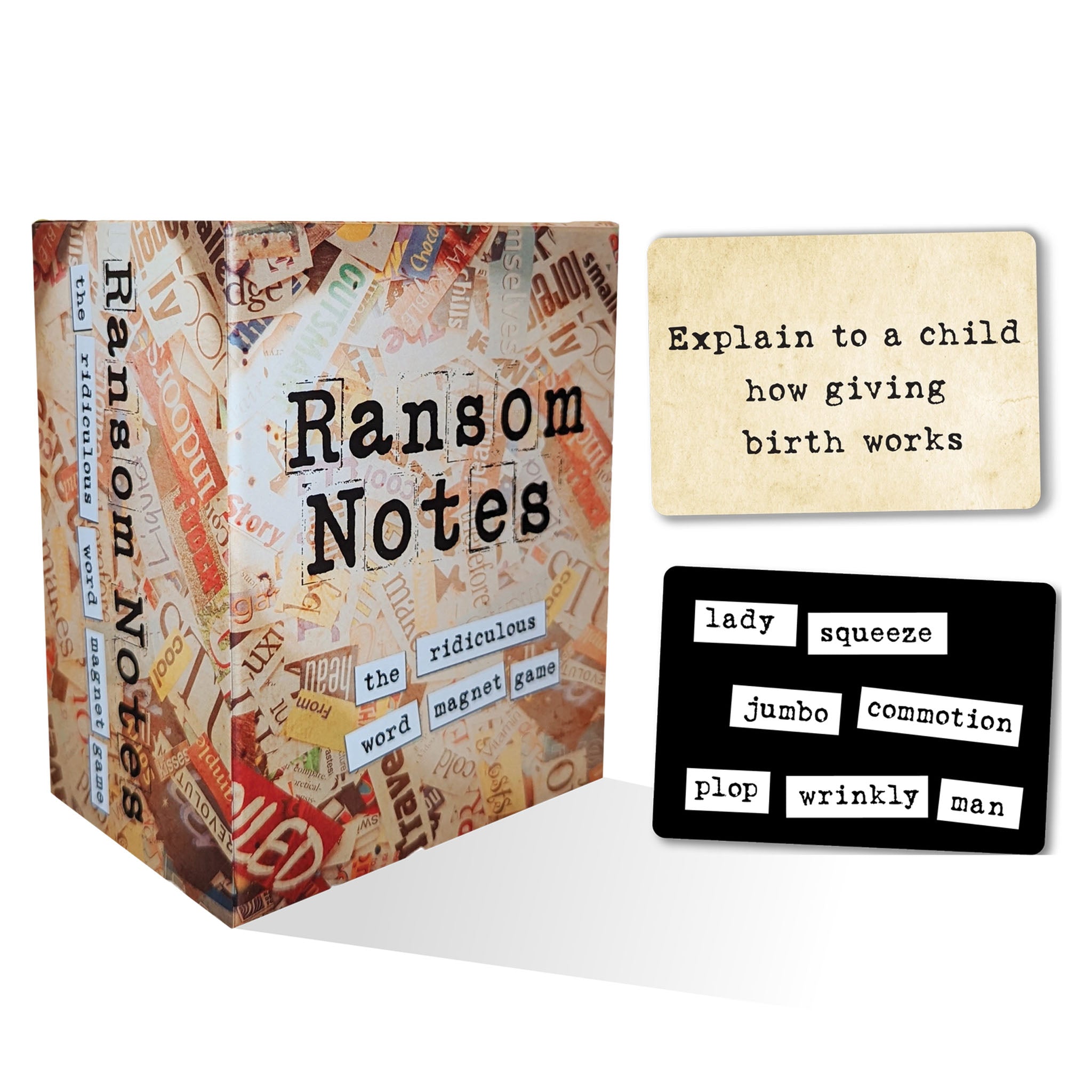 Ransom Notes: The Ridiculous Word Magnet Game on a white background