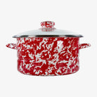 Golden rabbit brand red and white  Swirl Enamelware 6 Quart Stock Pot on a white background