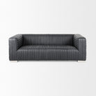 Marcana brand Ricciardo ribbed Black Leather Wrapped Three Seater Sofa on a white background