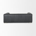 Ricciardo ribbed Black Leather Wrapped Three Seater Sofa on a white background