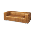 Ricciardo Cognac Leather Three Seater Sofa on a white background