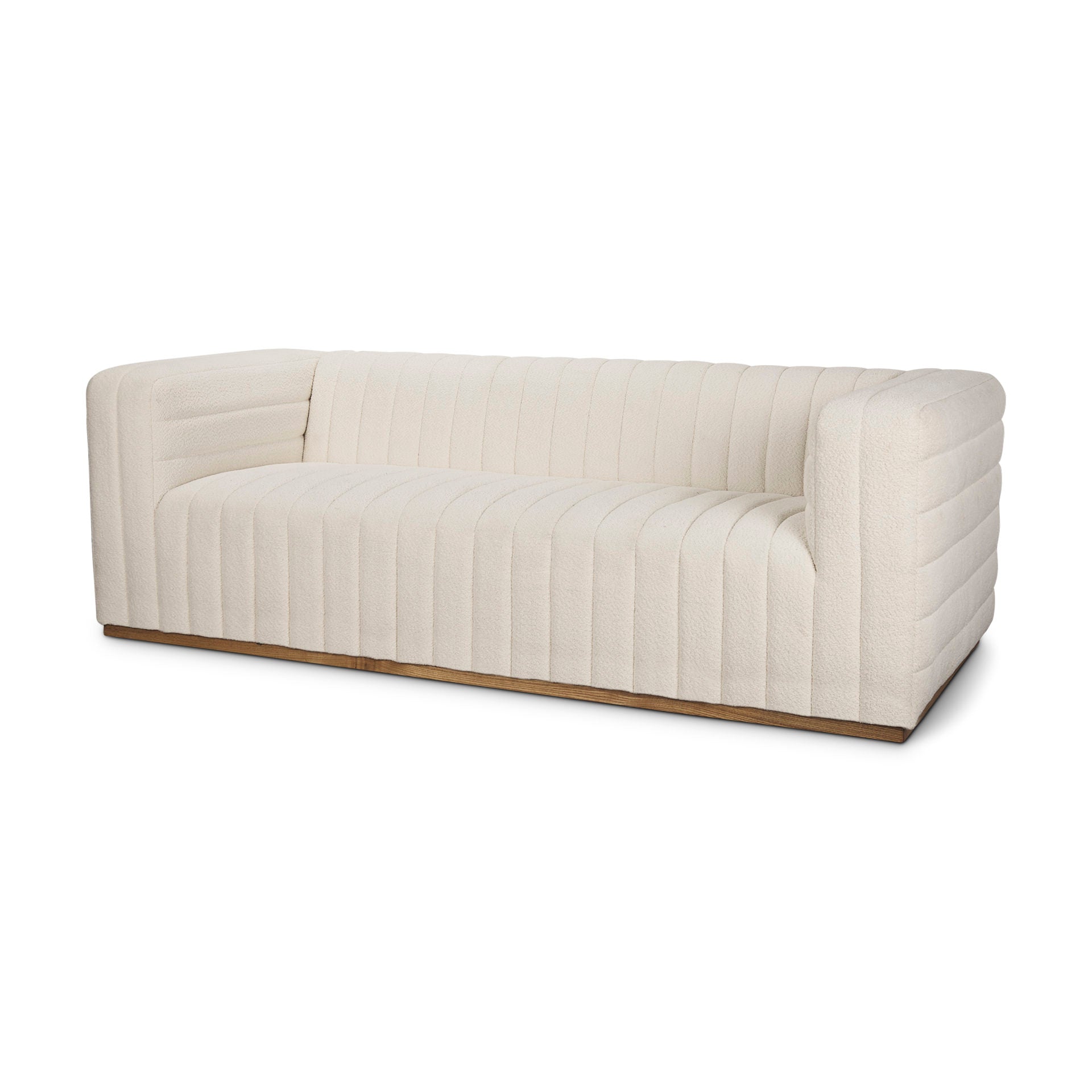 Ricciardo Cream Boucle 3-Seater Sofa on a white background