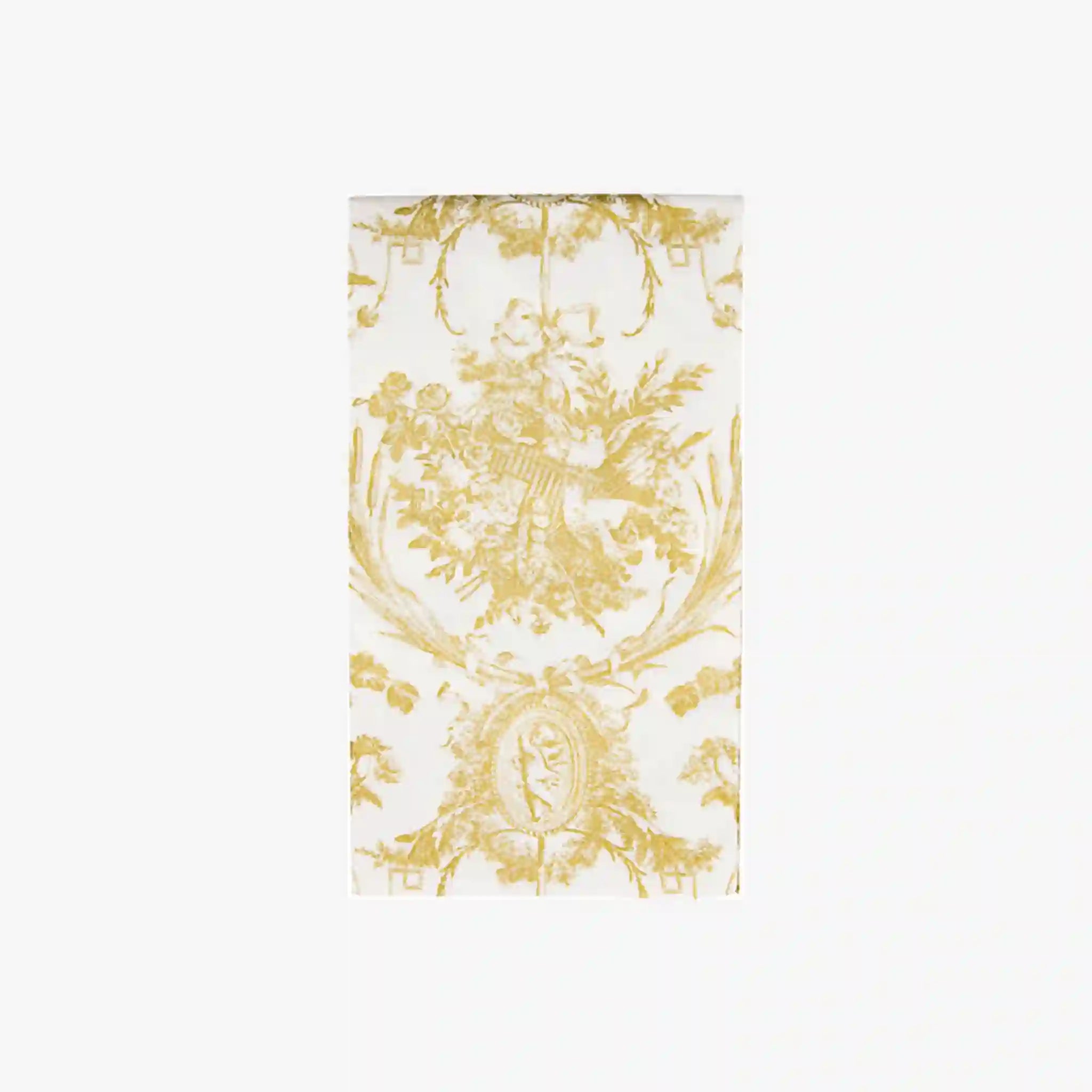 Caspari Romantic Toile Gold Guest Towel on a white background