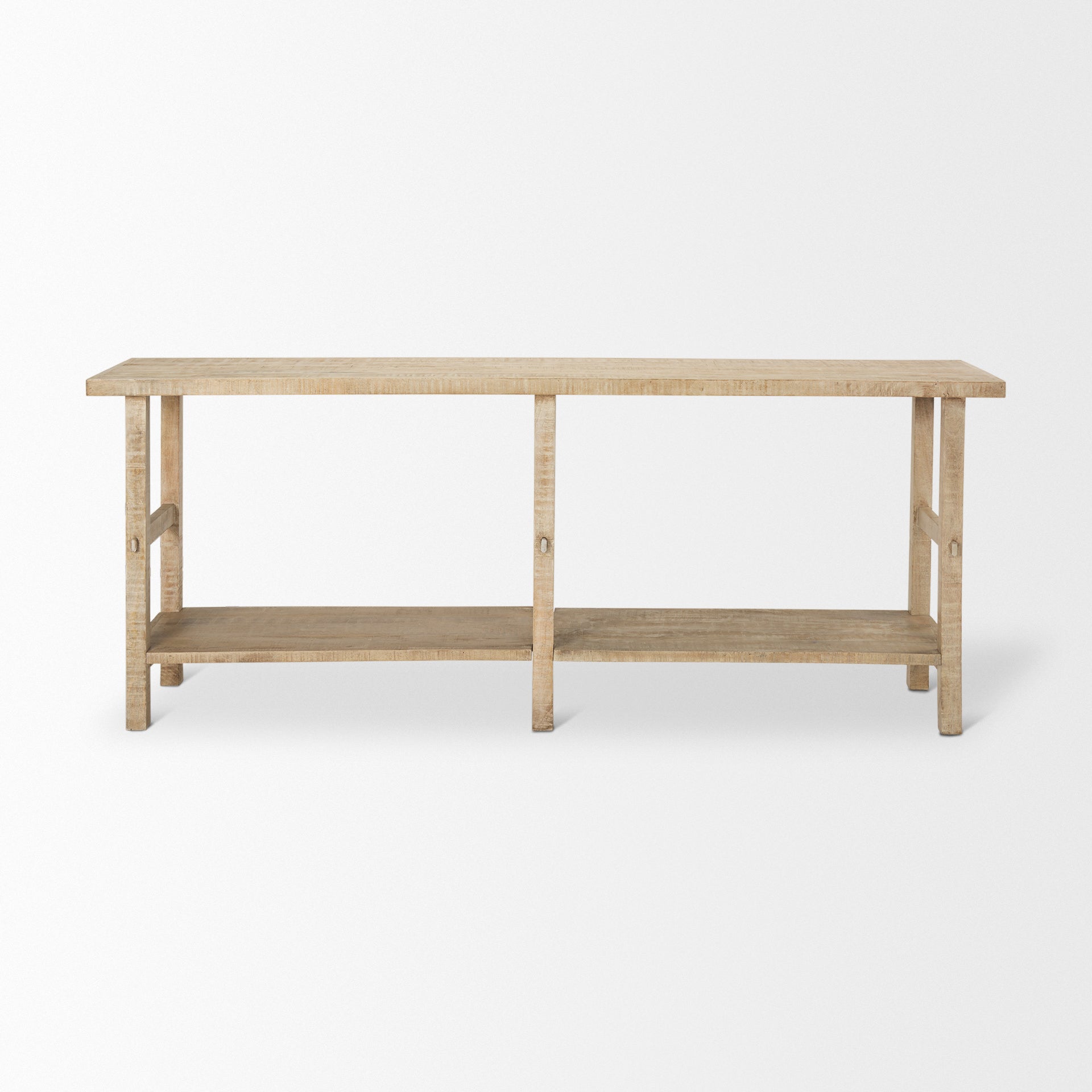 Rosie Large Blonde Wood Console Table on a white background