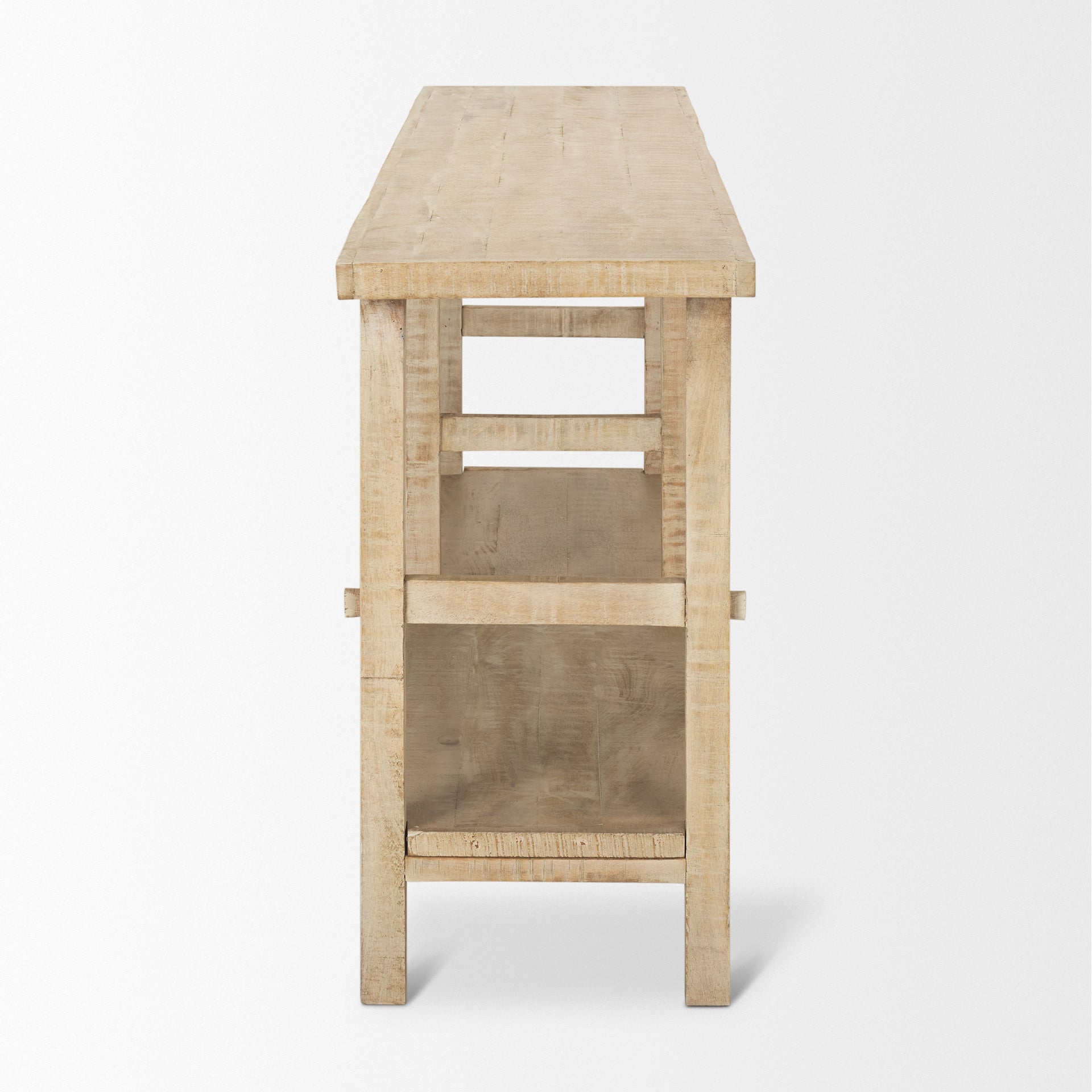 Rosie Large Blonde Wood Console Table on a white background