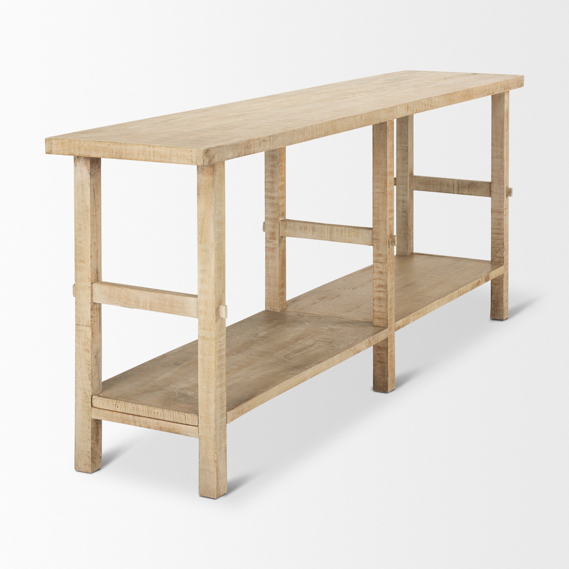 Rosie Large Blonde Wood Console Table on a white background