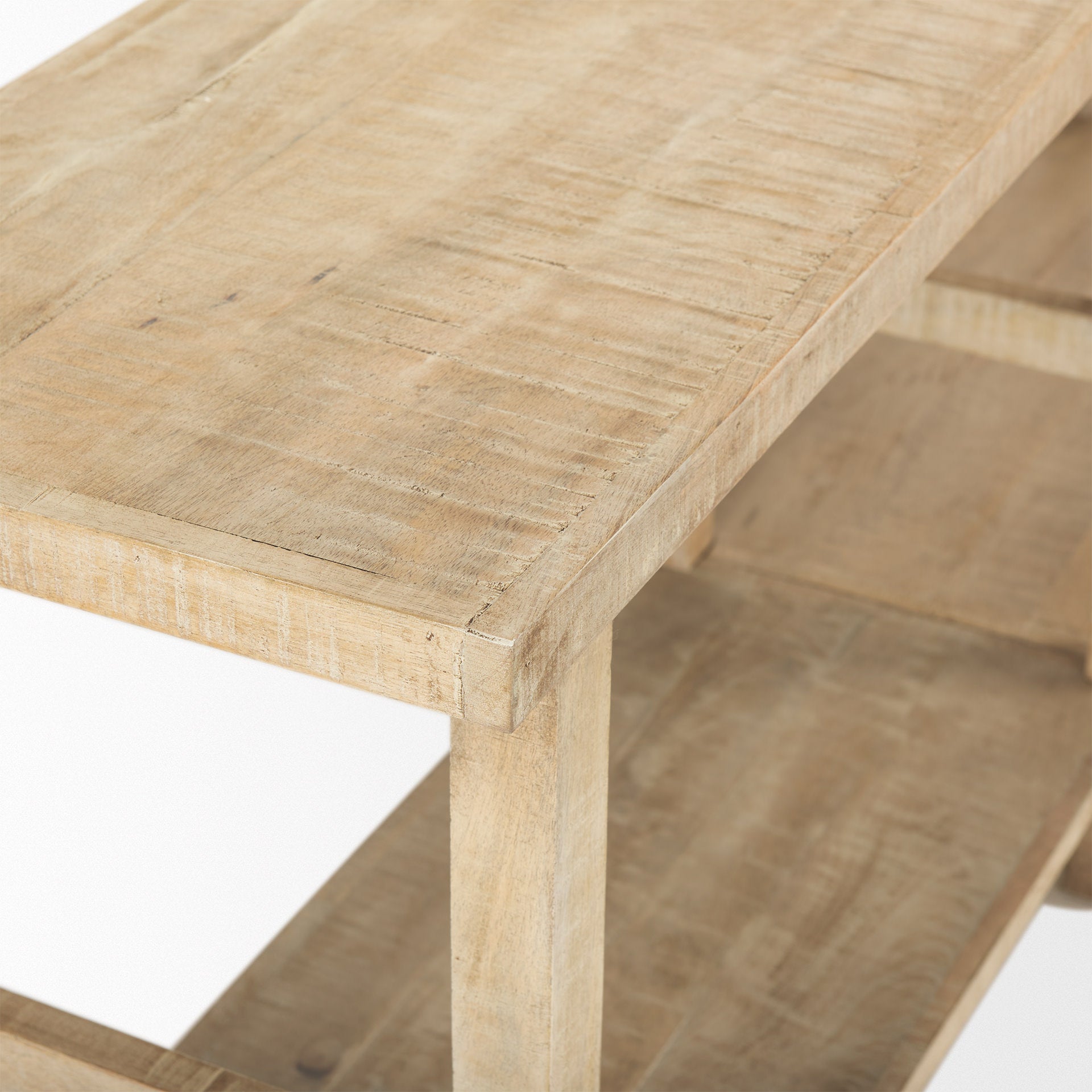 Rosie Large Blonde Wood Console Table on a white background