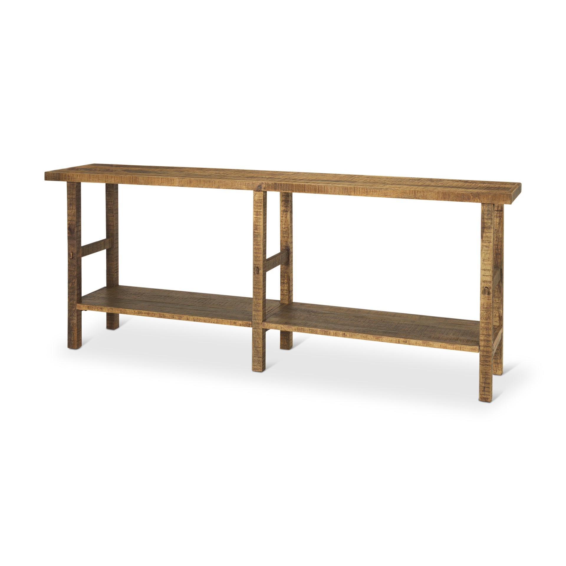 Rosie Large Brown Wood Console Table on a white background