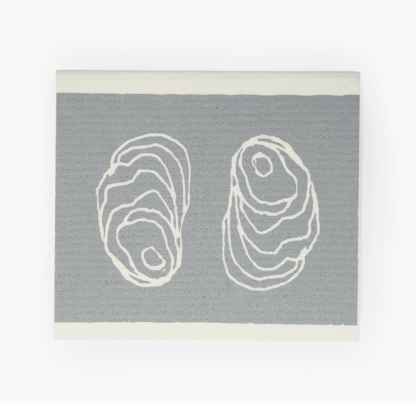 Swedish Cloth with drawing of two oysters on it on a white background